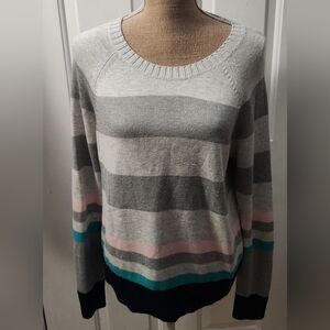 Gap Gray Multicolor Striped Sweater Size L